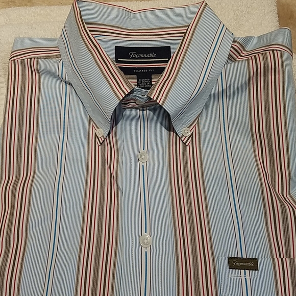 FACONNABLE MEN'S STRIPED SHIRT LARGE - Picture 1 of 4
